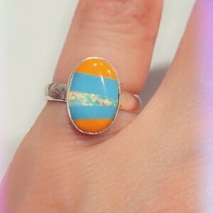 Opal Sterling Gemstone Ring